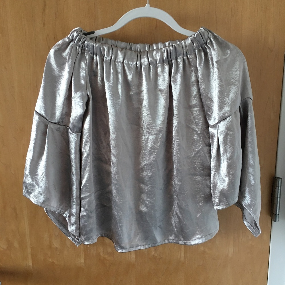Silver Off-Shoulder Top